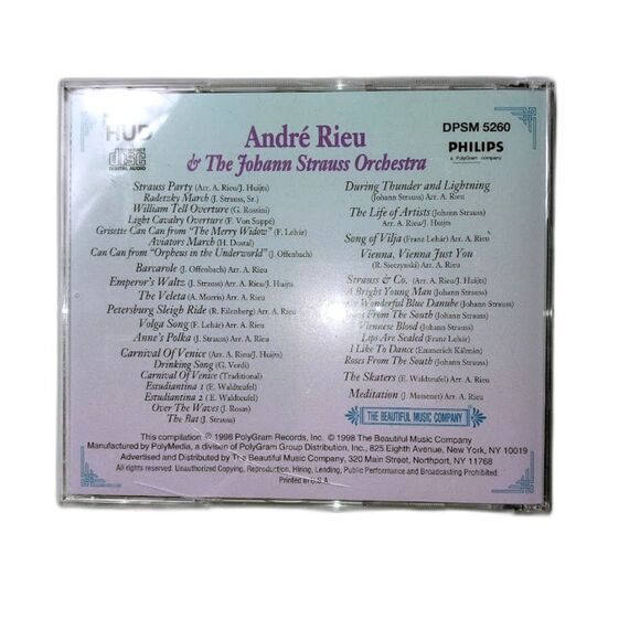 Andre Rieu Johann Strauss Orchestra CD Waltz King 1998 PolyGram Records - Picture 3 of 3